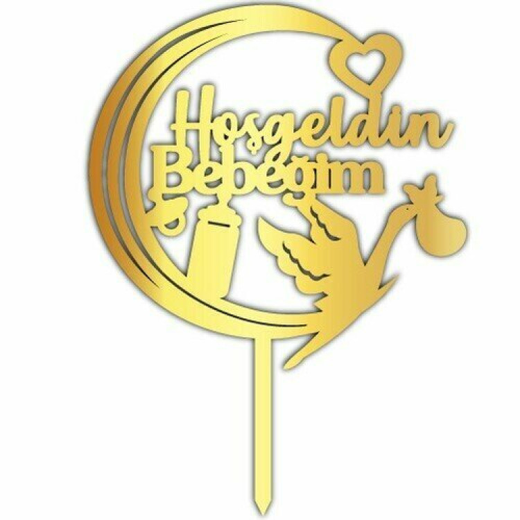 PLEKSİ YAZI GOLD HOŞGELDİN BEBEĞİM