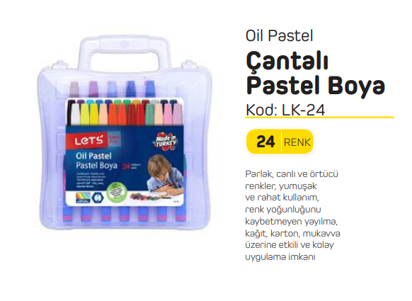 LETS 24 Renk Pastel Boya Plastik Çantalı