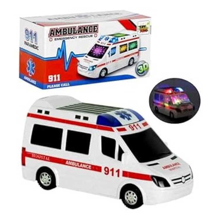 KUT.PİLLİ 3D IŞIKLI SESLİ BÜYÜK 112 AMBULANS 20CM