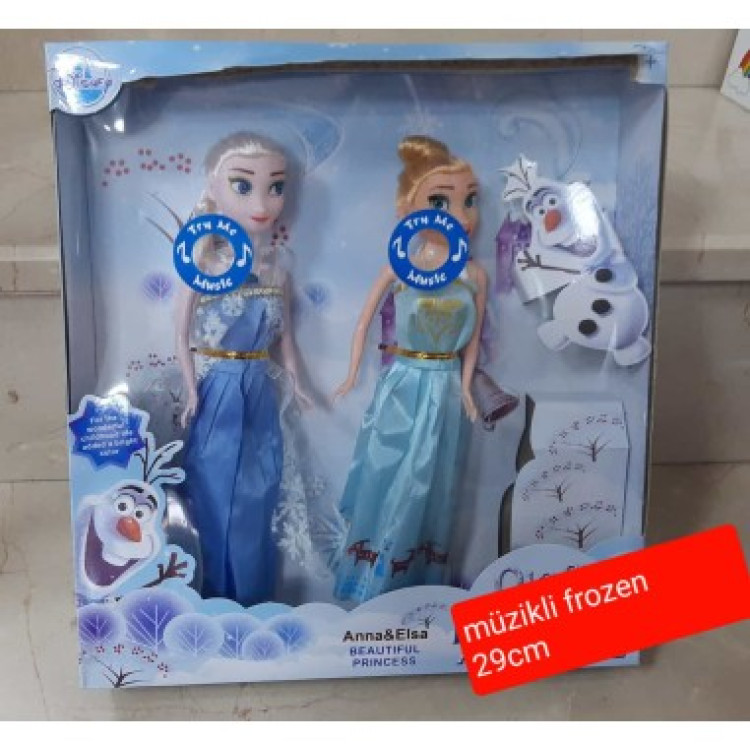 KUT.2Lİ MÜZİKLİ IŞIKLI FROZEN BEBEK 29CM İTHAL