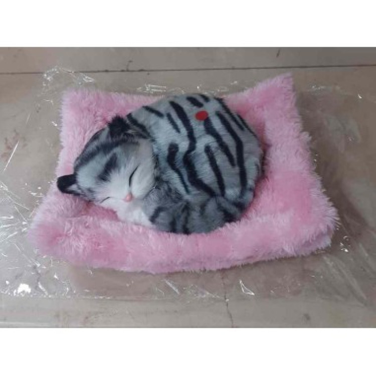 PVC'DE SESLİ YATAN KEDİ MİNDERLİ 15CM