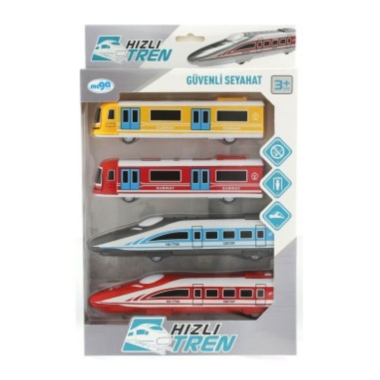 KUT.4LÜ ÇEK BIRAK HIZLI TREN SET  18cm