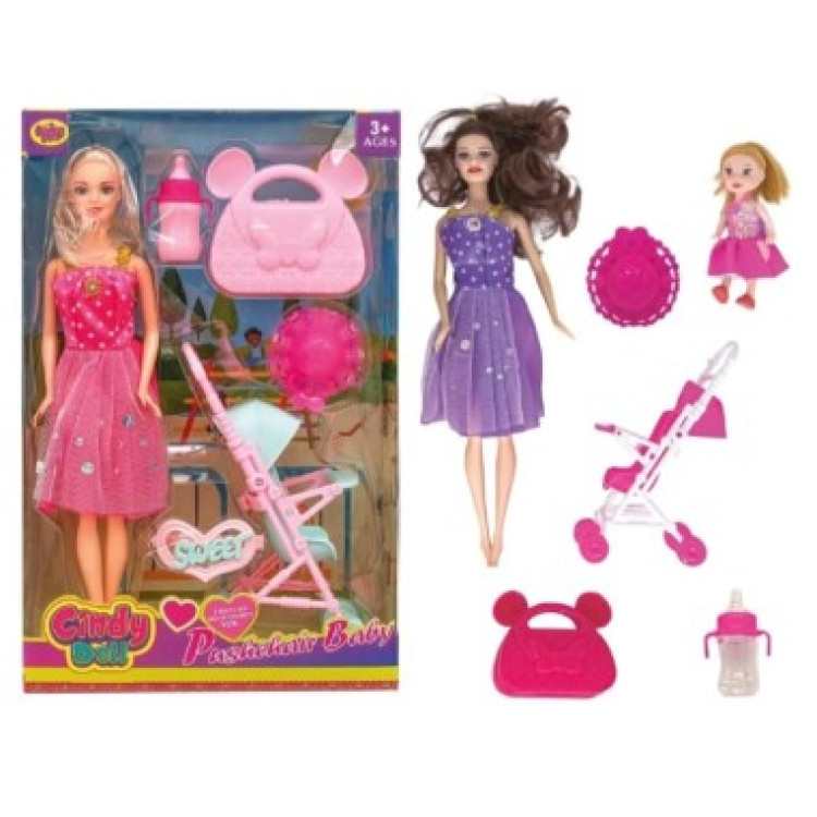 KUT.BARBİE BEBEKLİ PUSETLİ BEBEK SET