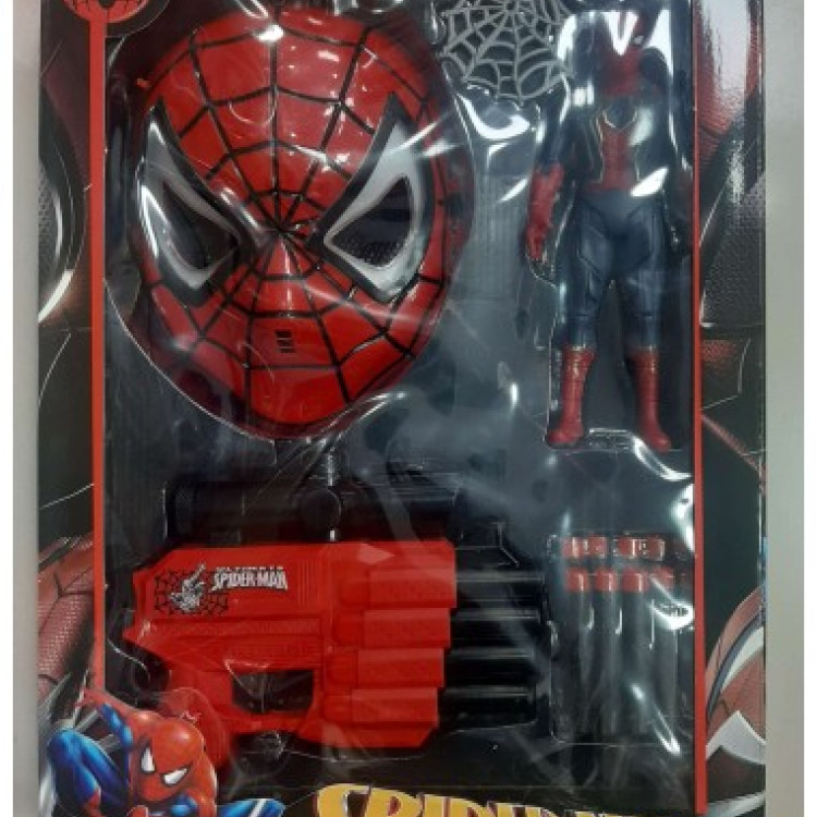 KUT.SPİDERMAN +MASKE+NERF SİLAH  3LÜ SET