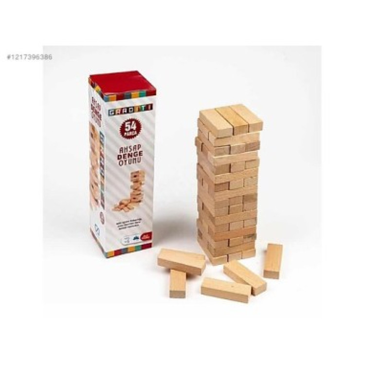 KUT. KALİTELİ AHŞAP JENGA DENGE OYUNU 54 PCS