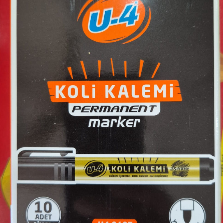 U-4 KOLİ KALEMİ SİYAH YUVARLAK UÇ 10LU