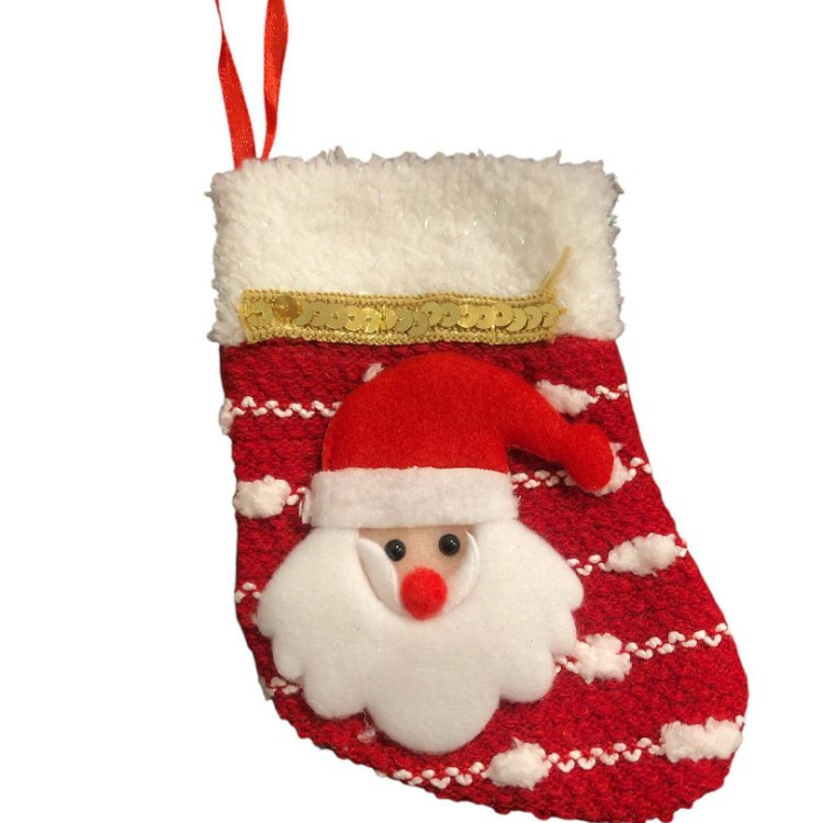 Yılbaşı Süs Çorap Çizgili Noel Baba 15 Cm