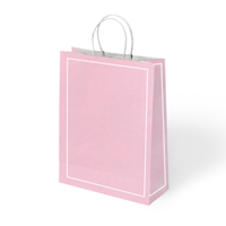 25x12x31 Büküm Saplı Poşet -Makaron Pembe-