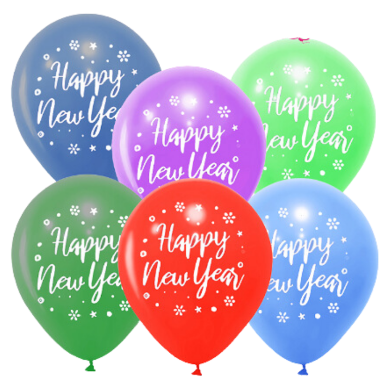 Hazır Baskı Balon (1+1) Balonevi Happy New Year 12 inc 100lü