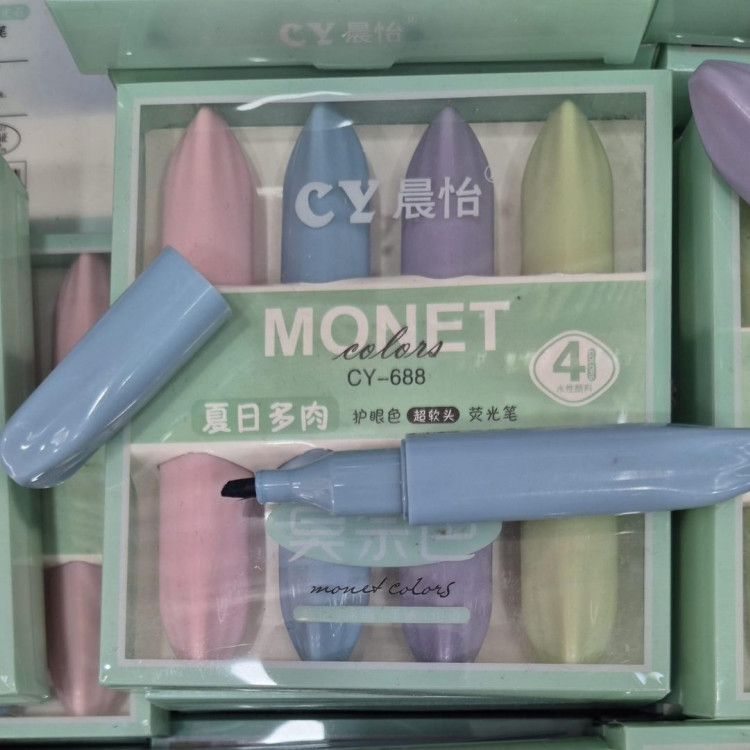 MONET CY-688 PASTEL 4LÜ FOSFORLU İŞARET KALEMİ KUTULU