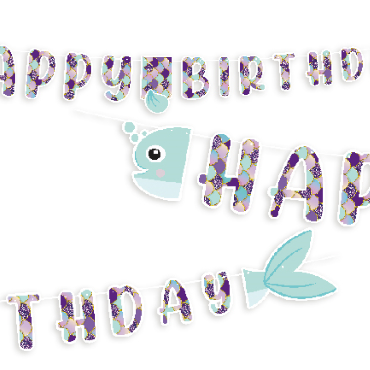 Banner Happy Bırthday Pırıltılı Deniz Kızı