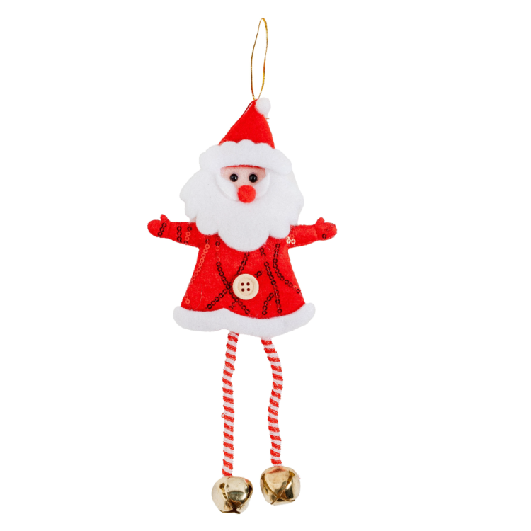 Yılbaşı Süsü Pullu Çıngıraklı Noel Baba Figür 22 Cm