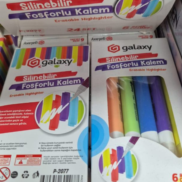 GALAXY P-2077 SİLİNEBİLRİ FOSFORLU KALEM 6RENK (BOX24)