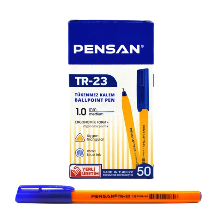 PENSAN ÜÇGEN TR-23 TÜKENMEZ KALEM MAVİ 50 Lİ