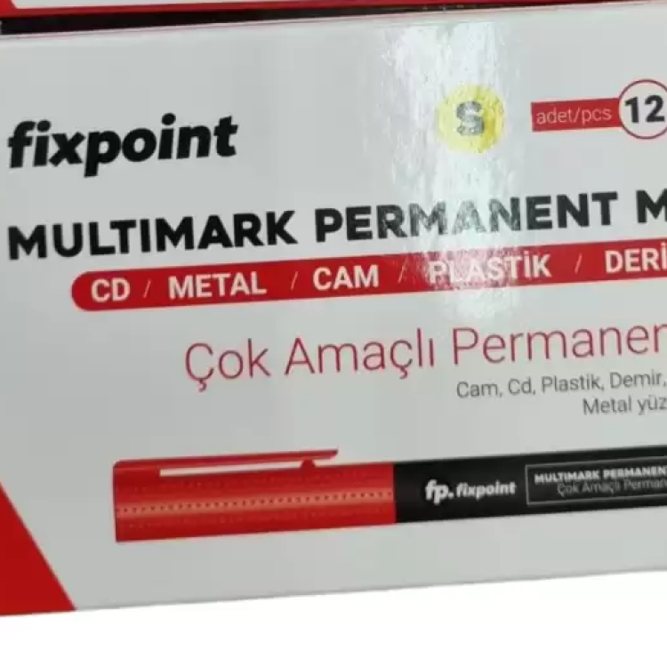 FİXPOİNT P-0370 PERMANENT SİLGİLİ CD KALEMİ S KIRMIZI 12Lİ